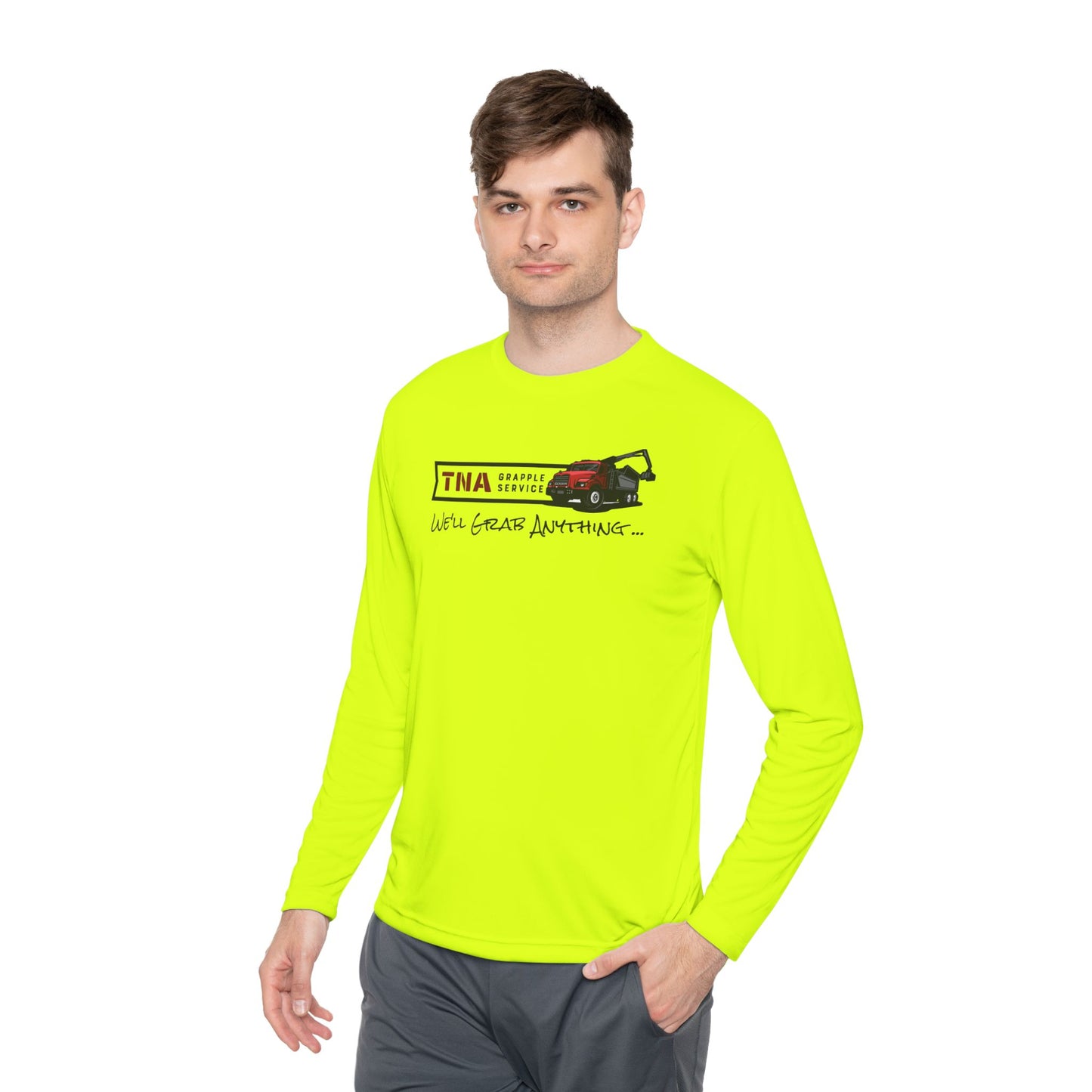 Unisex Lightweight Long Sleeve Tee - TNA Grapple Service Print with 'We'll Grab Anything...'