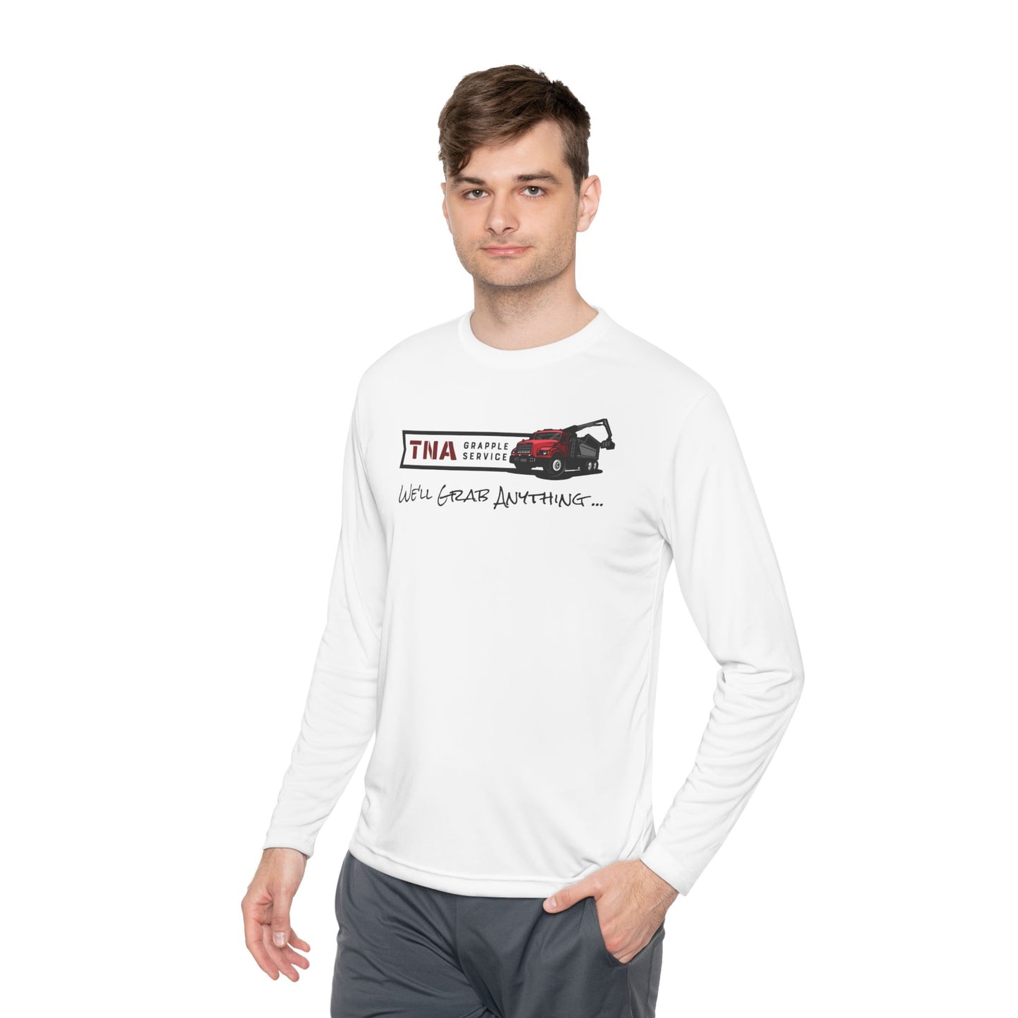Unisex Lightweight Long Sleeve Tee - TNA Grapple Service Print with 'We'll Grab Anything...'