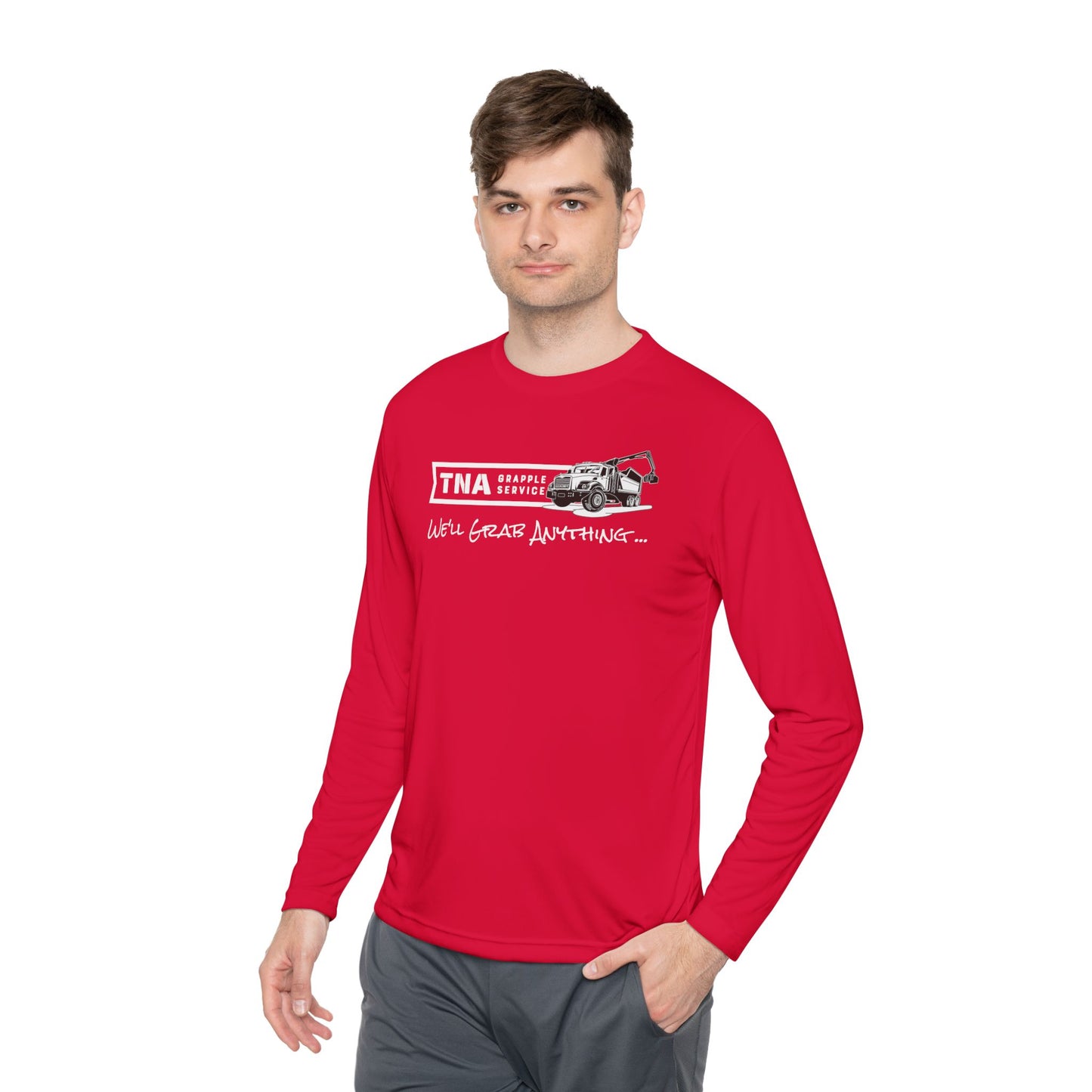 Unisex Lightweight Long Sleeve Tee - TNA Grapple Service Print with 'We'll Grab Anything...'