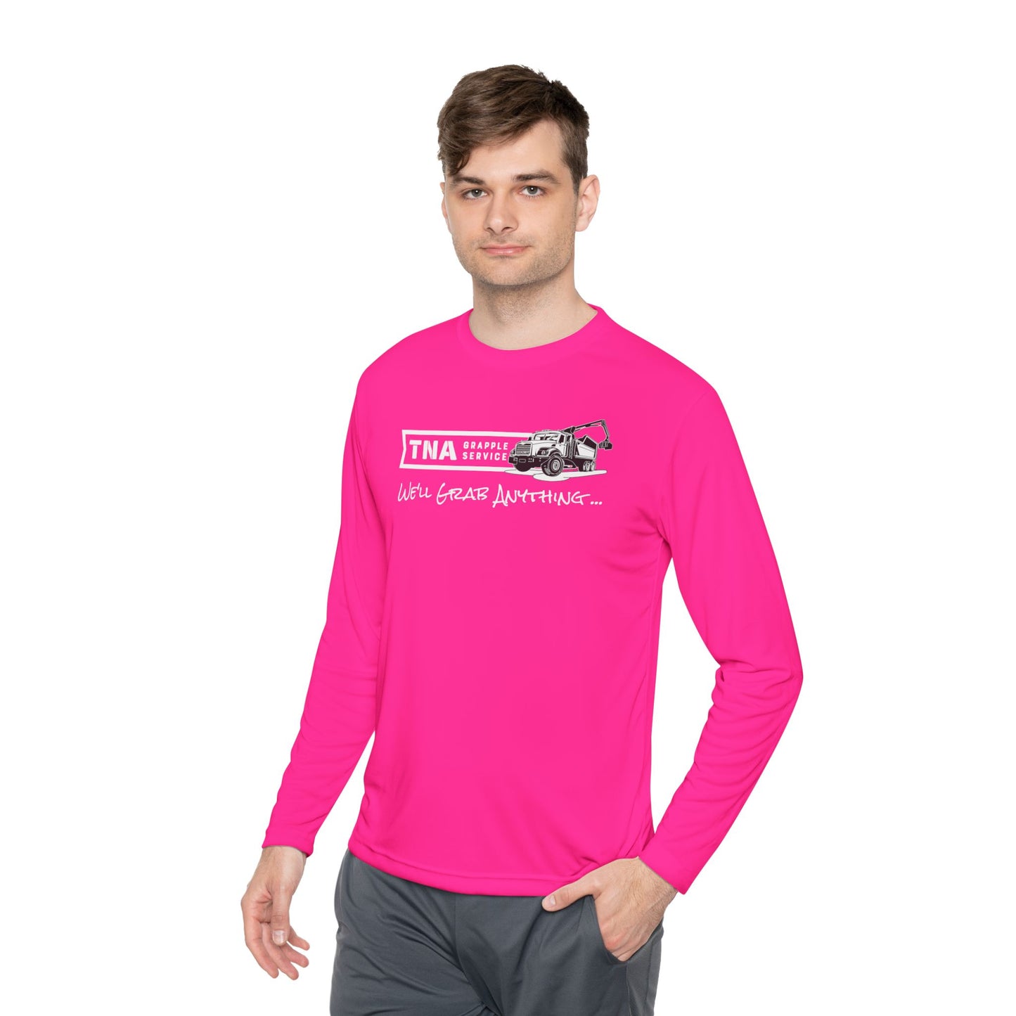 Unisex Lightweight Long Sleeve Tee - TNA Grapple Service Print with 'We'll Grab Anything...'